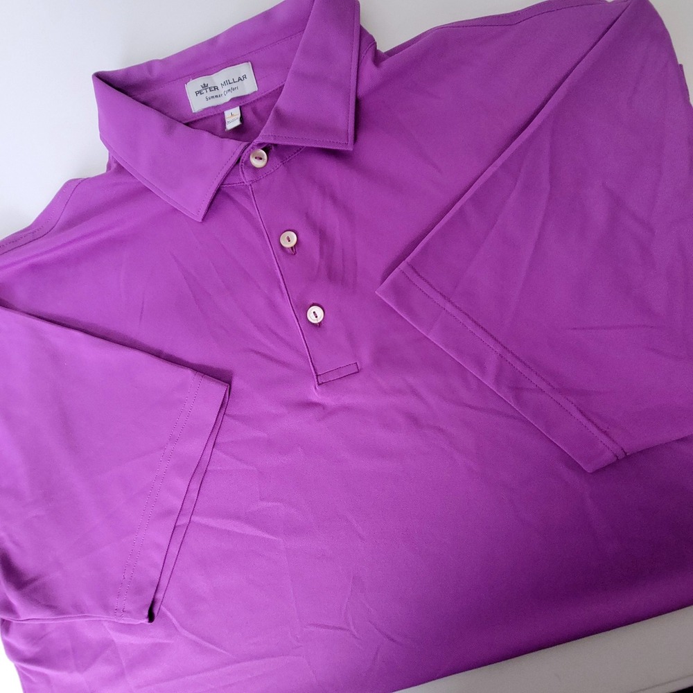 Peter Millar Summer Comfort Mens Purple Golf Polo Shirt MS19EK50S Size Large